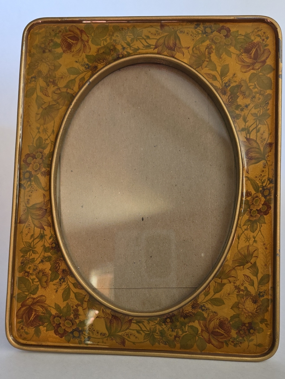 Vintage The Bucklers Inc New York Enamel Frame - MCM Yellow Gold Chintz Picture
